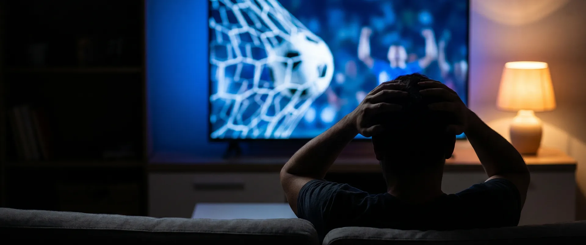 Pause devant la télévision après un but — repère avant d'utiliser le cash out